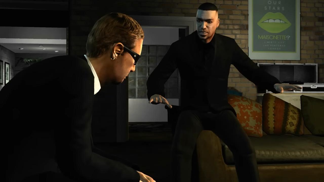 Luis talking to Gay Tony in-game.