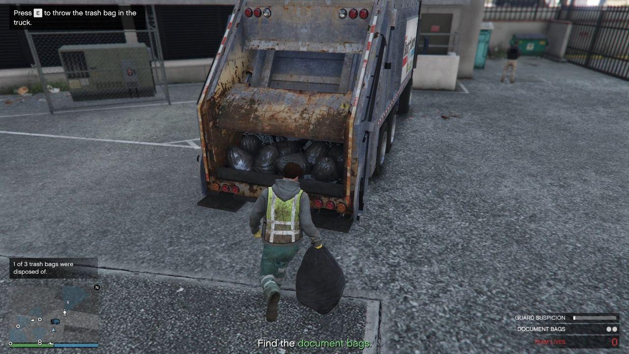 Collecting the regular trash bag.