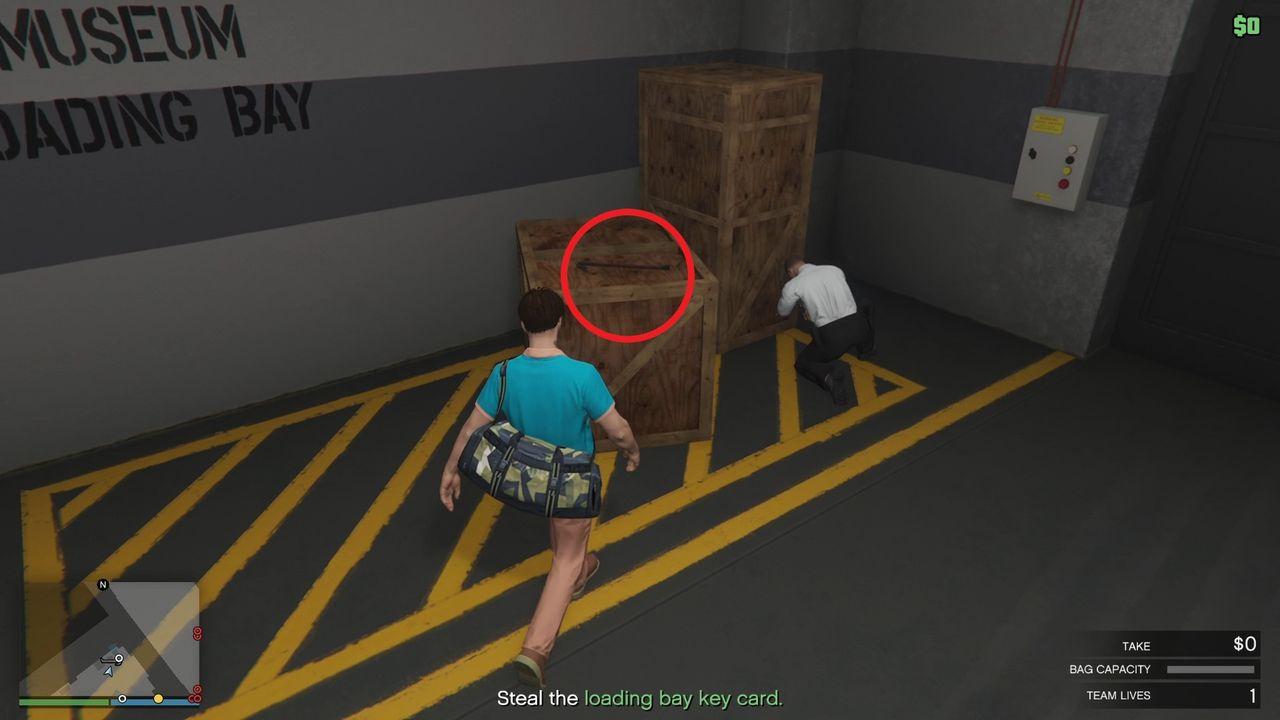 Crowbar location at the loading bay.