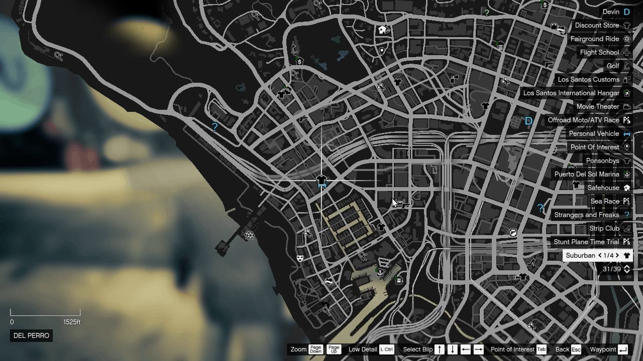 Suburban Clothing Store located in Del Perro District in Western Los Santos