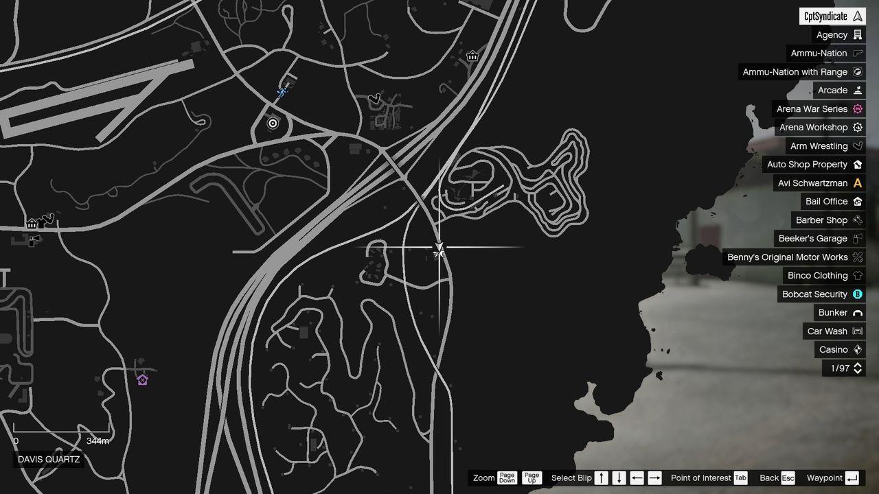 The map shows the location of the lucky clover in Davis Quartz