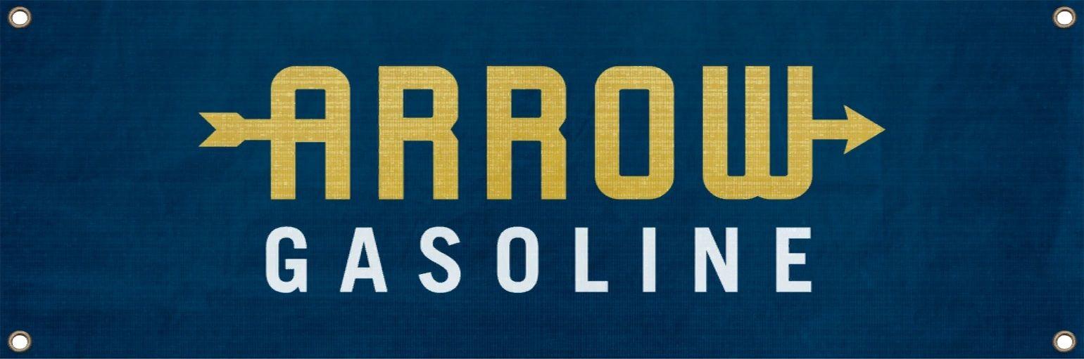 Arrow Gasoline logo on a garage banner added as part of the LS Tuners update.