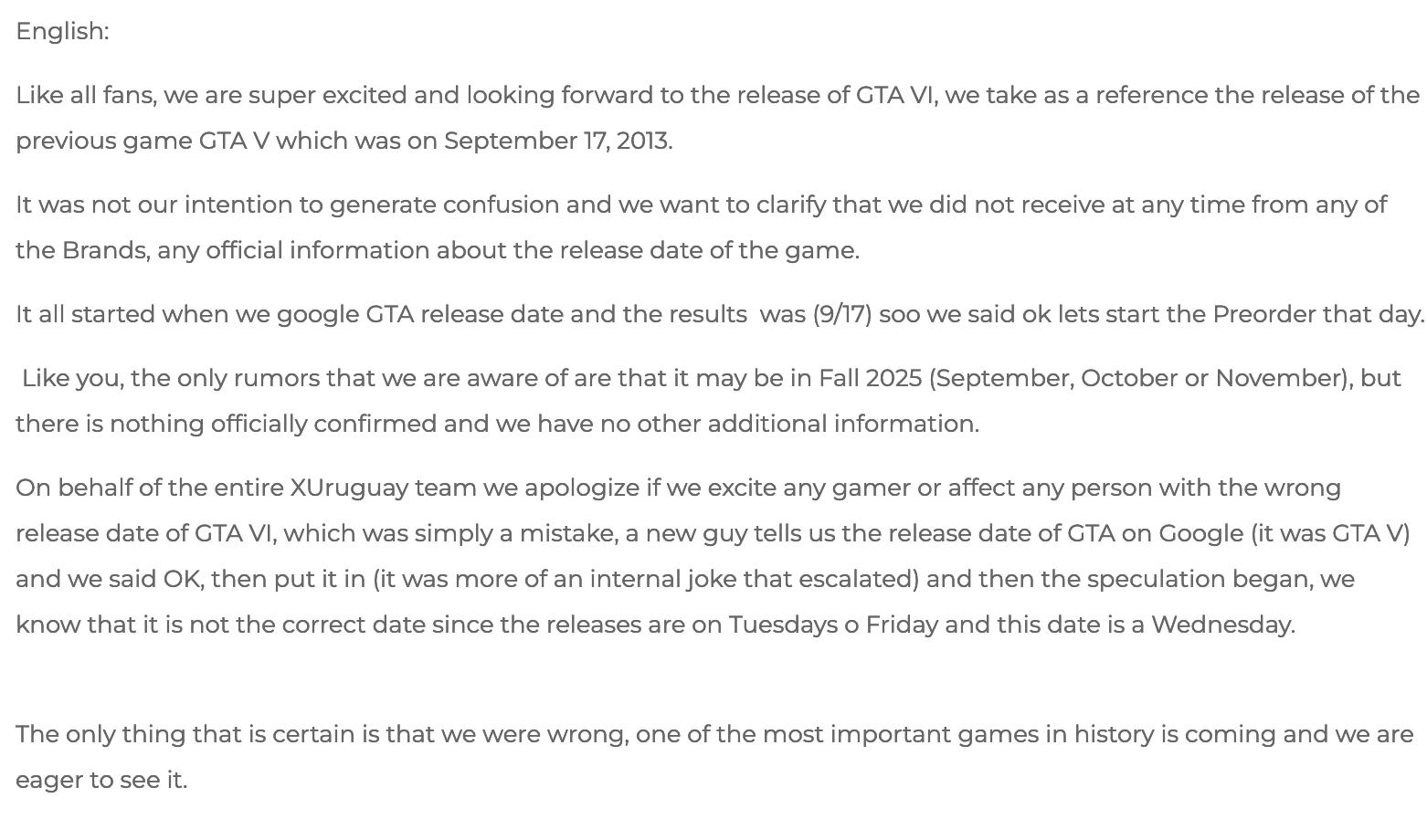 XUruguay apology letter