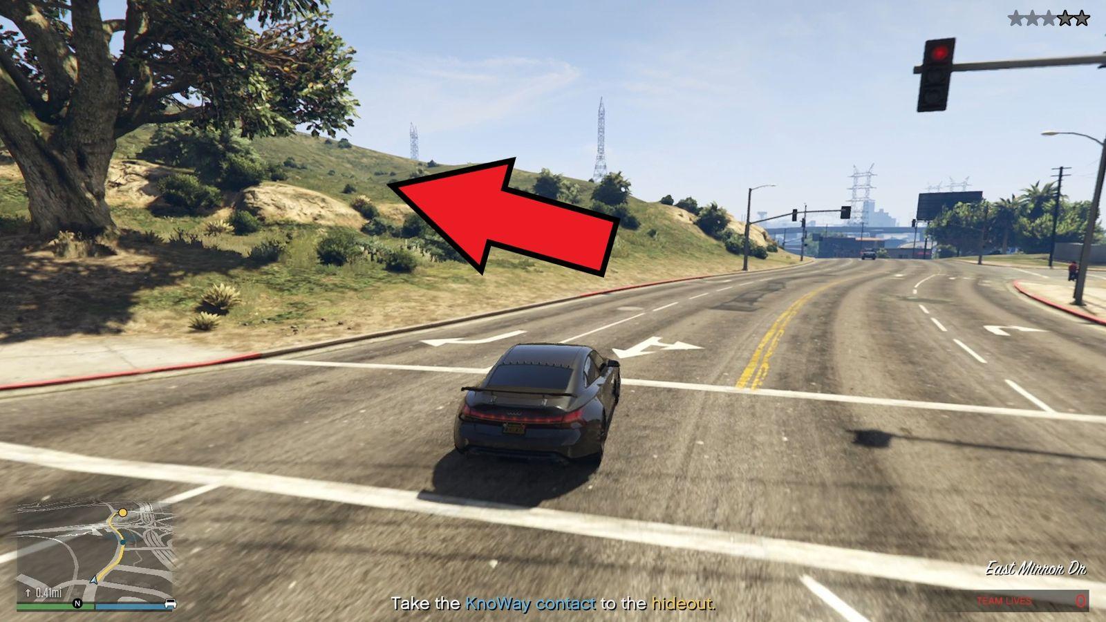 Go to this grassy mountain and stay there to lose the cops.