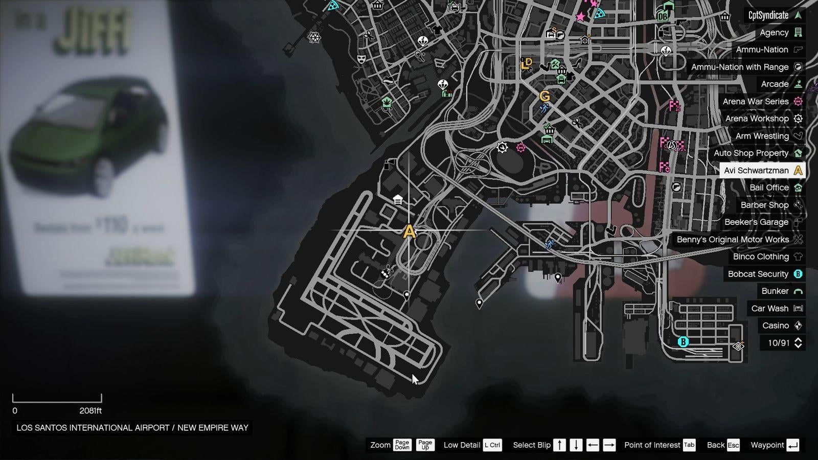 The location of the mission, Tunnel Vision, on the map.