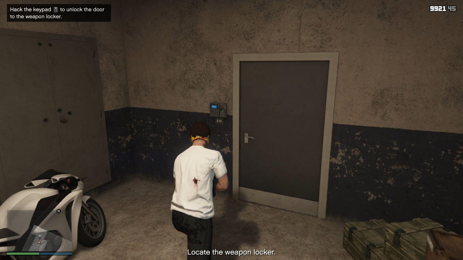 The locked door at the end of the warehouse.