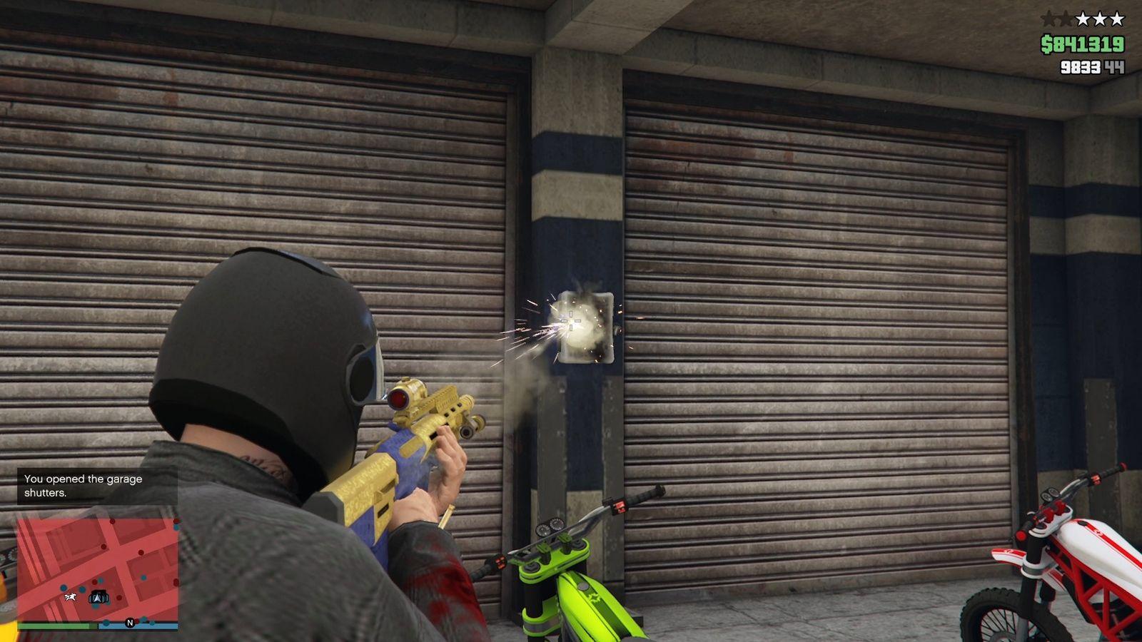Opening the shutter doors by destroying the power box.