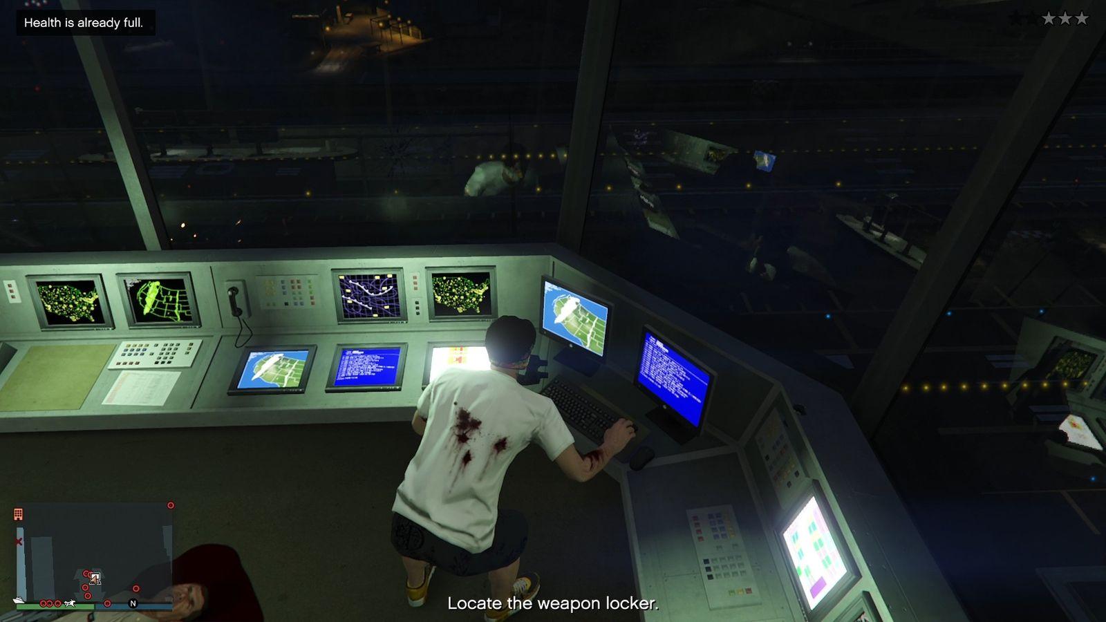 The terminal that you need to hack to unlock the locker room.
