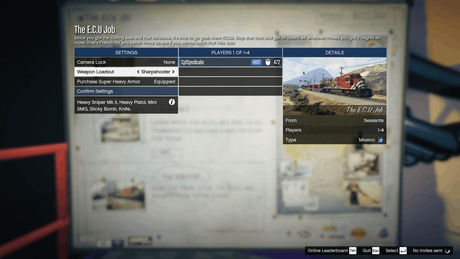 Selecting the 'Sharpshooter' weapon loadout