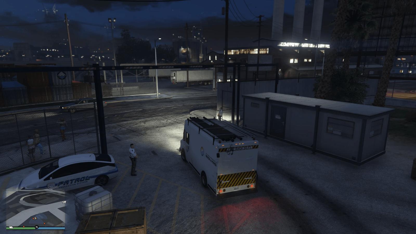 Leaving the compound in the company truck