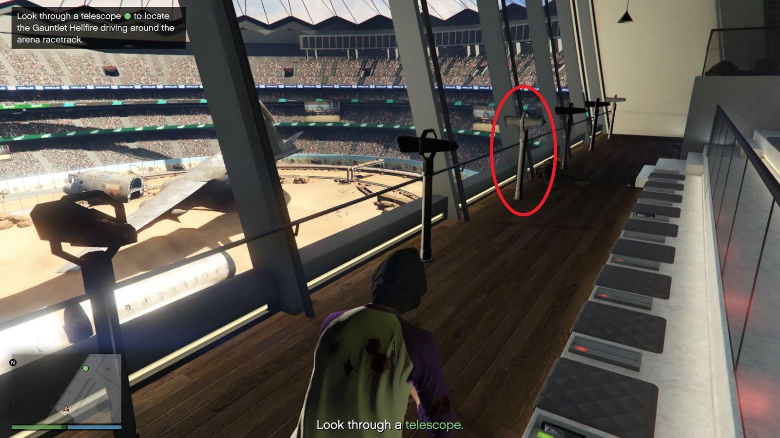 Use the middle telescope as it has a better overall view and doesn't restrict either side of view.