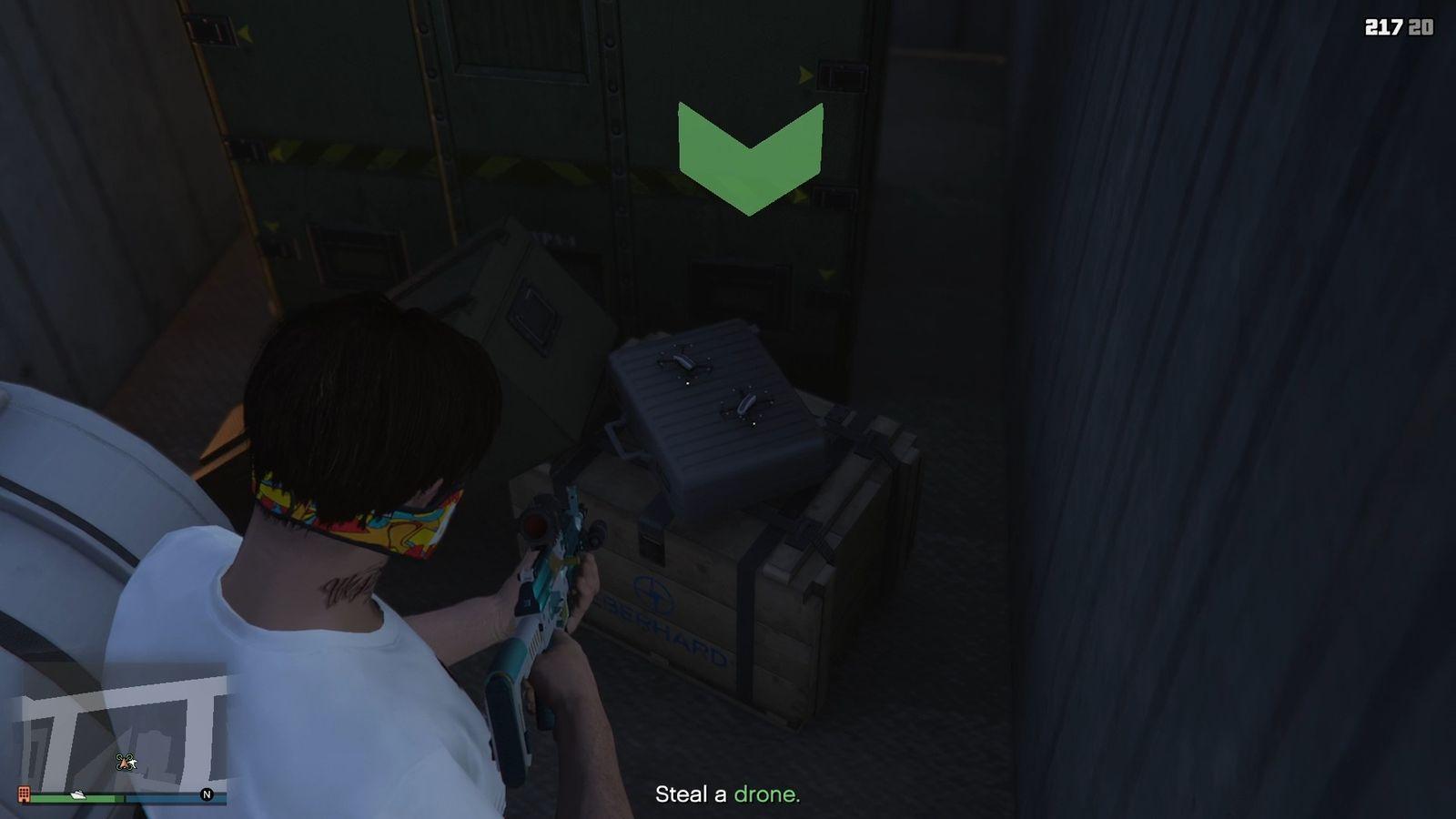 The drones inside the container.
