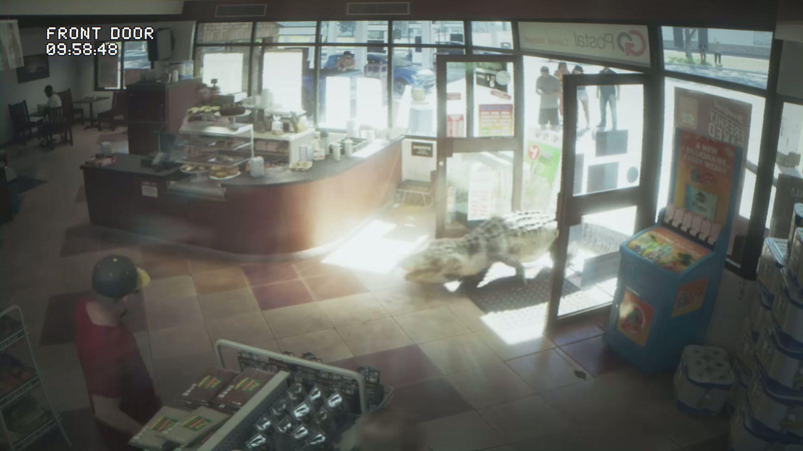 An alligator crosses a convenience-store floor in GTA 6 Trailer 1.