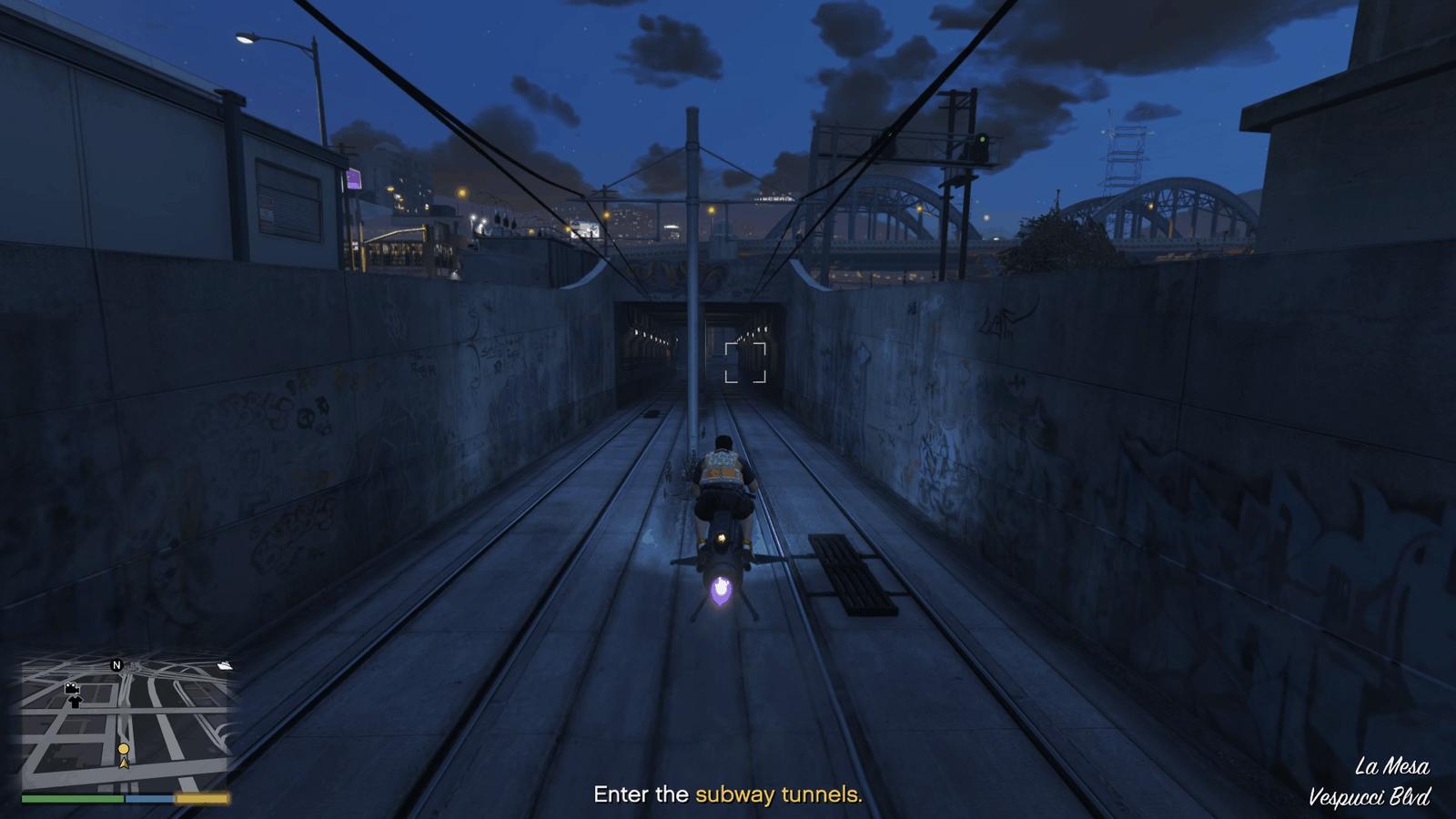 Entering the subway tunnel