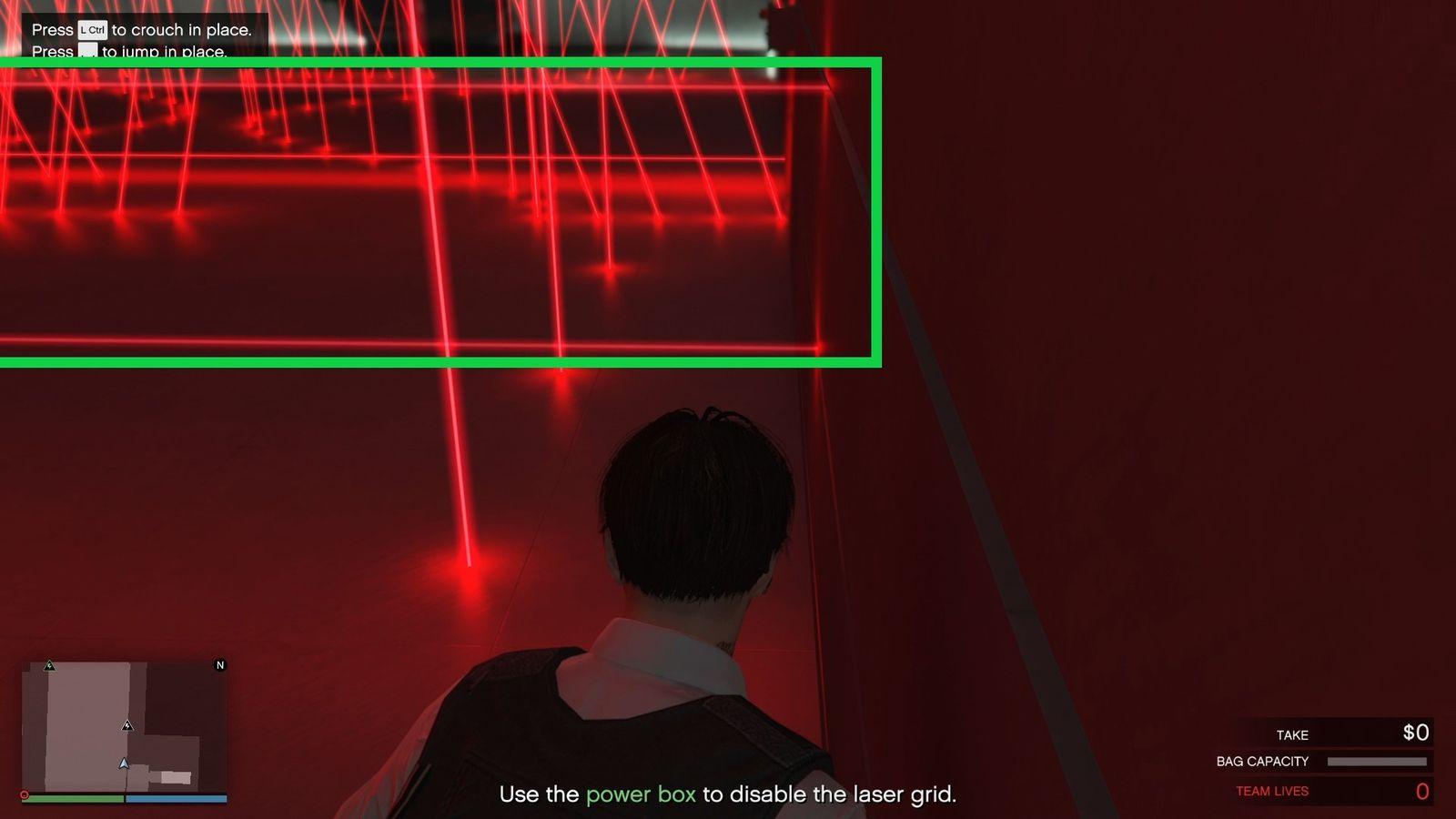 The horizontal lasers stop and disappear at the end of the second section.