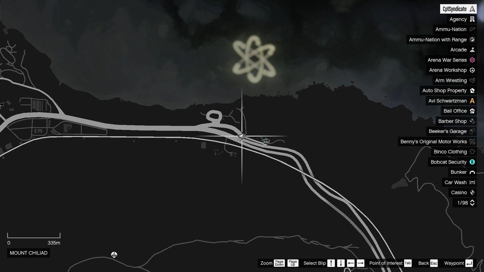The map shows the location of the golden clover found at the Up-N-Atom Burger diner at the Procopio Truck Stop in Procopio Beach, Blaine County.