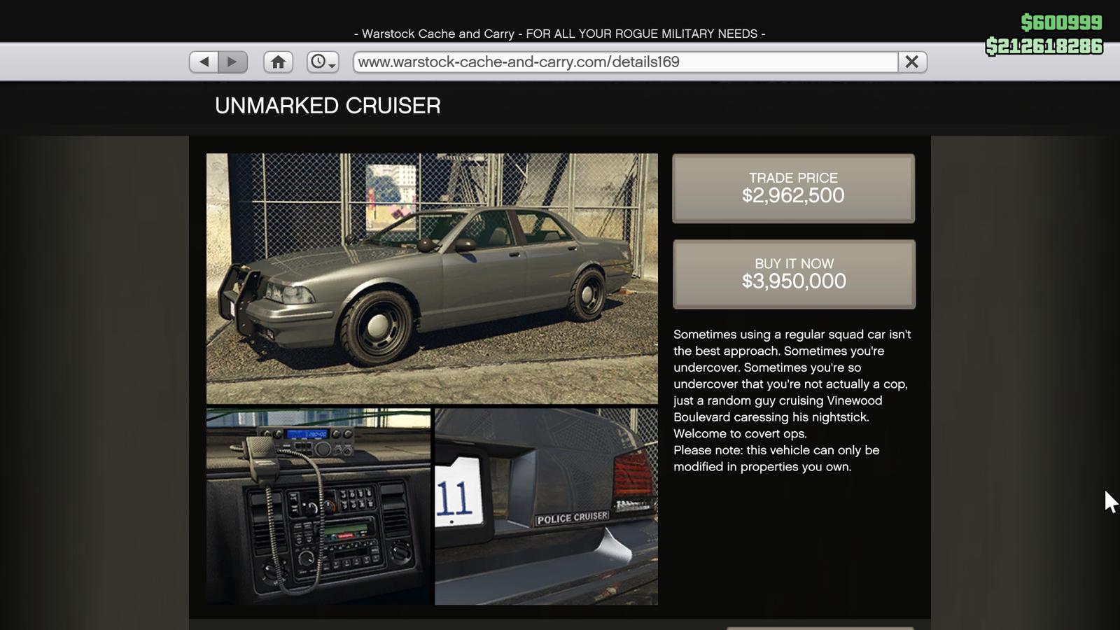 Unmarked Cruiser.
