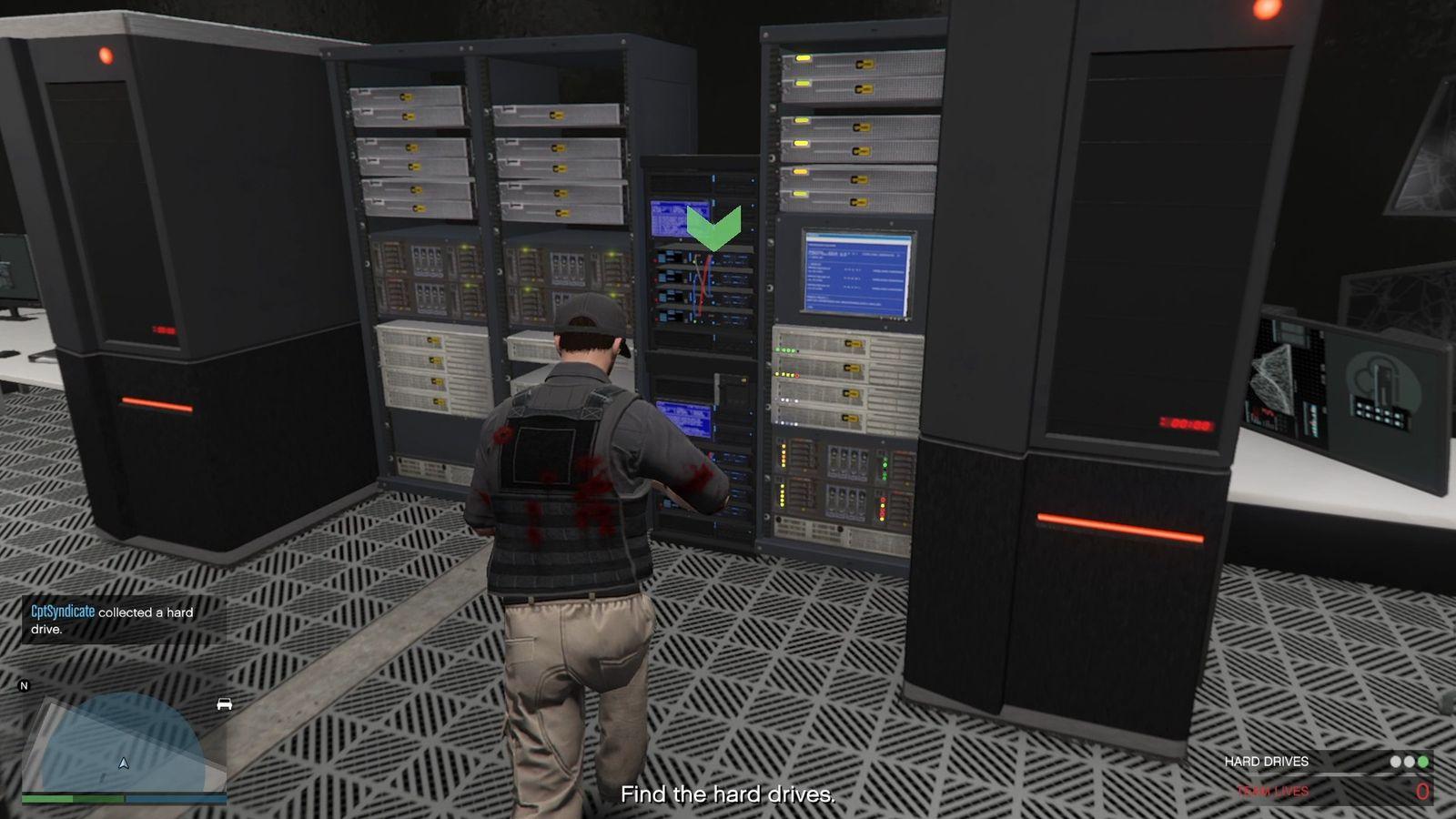 While the hard drives will automatically be marked with a green marker as you get closer, they are not difficult to identify on your own either. They have a distinct blue screen on their terminal.