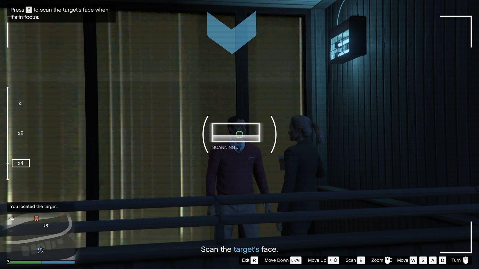 Scanning the target's face using the surveillance drone.