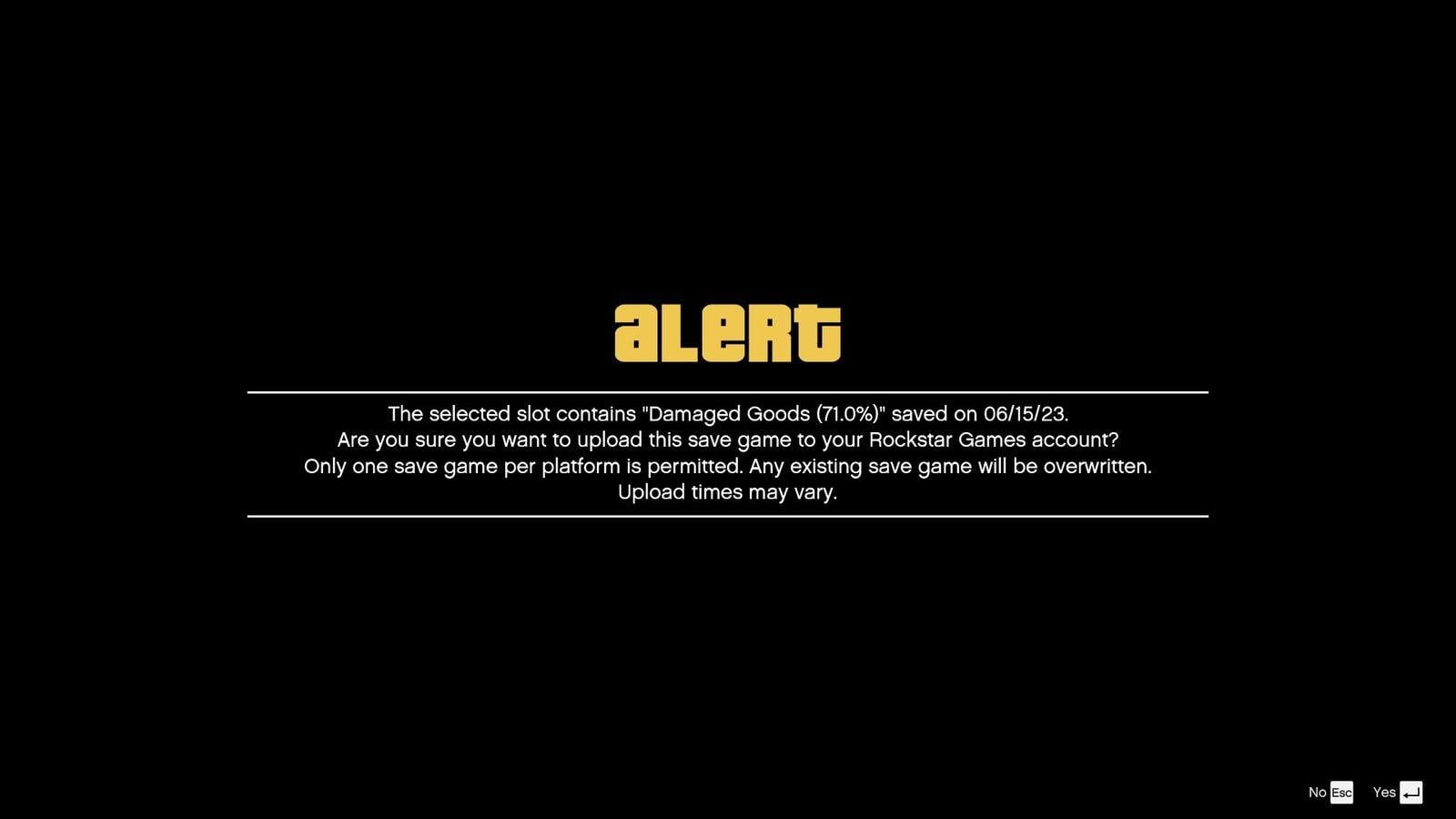Save upload alert message for confirmation.