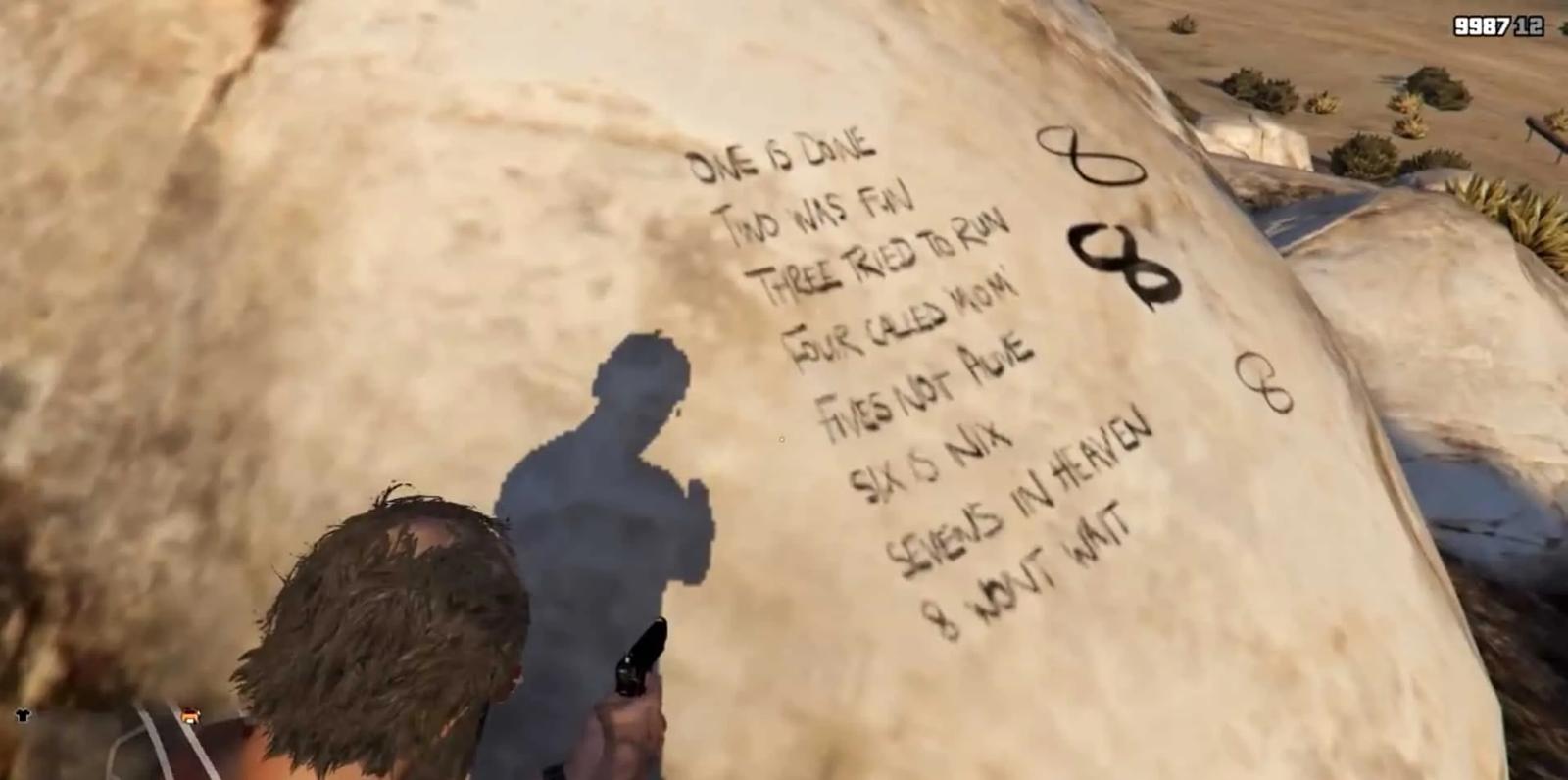 The rhyme written by the killer on a rock near Sandy Shores in GTA 5 Story Mode