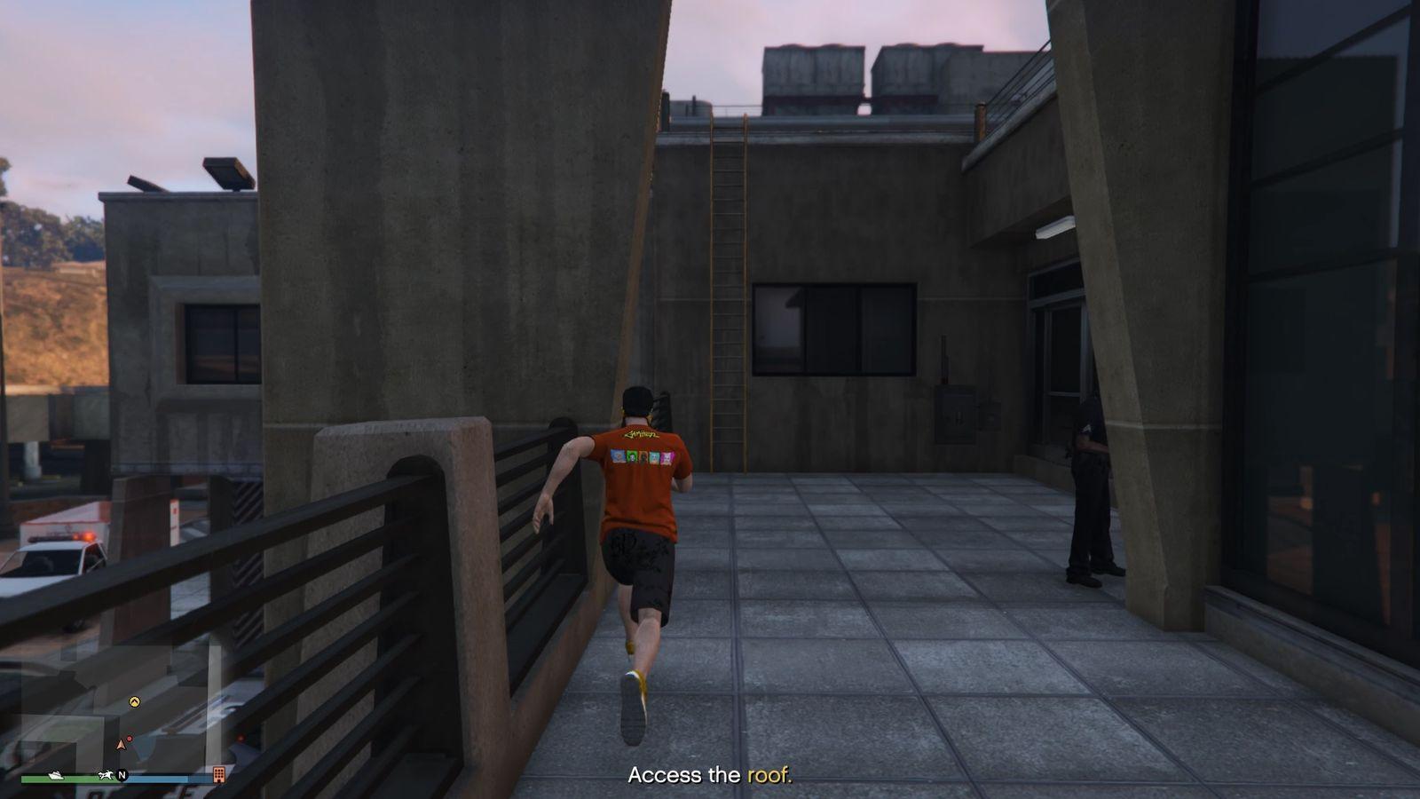 Keep making your way up to the Maverick while avoiding the cones of visions of the guards and the security cameras.
