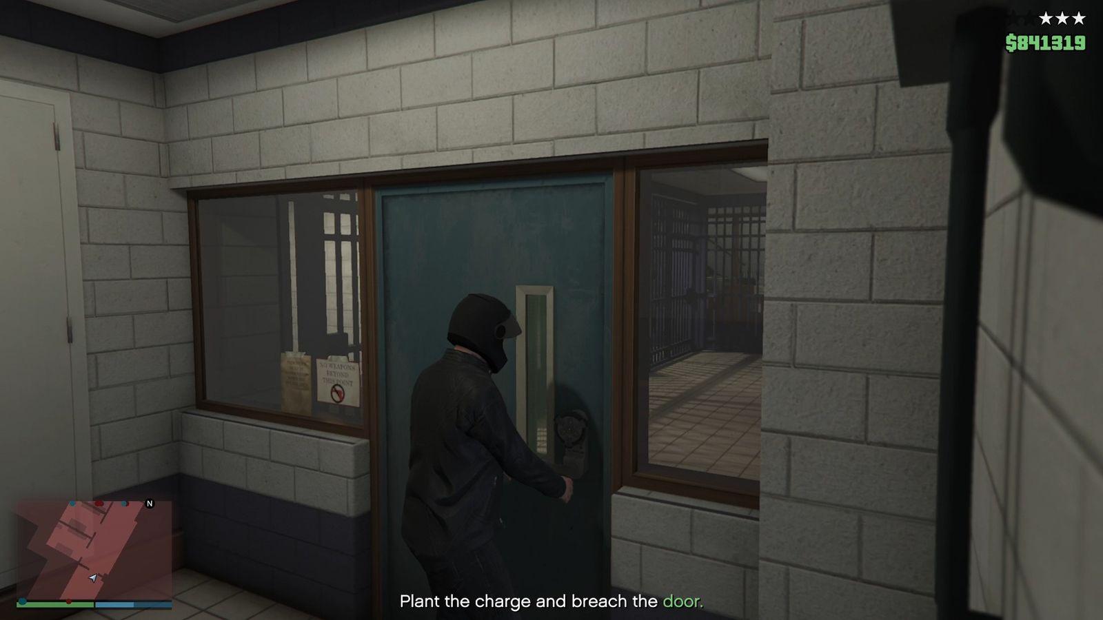 Breaching the door.