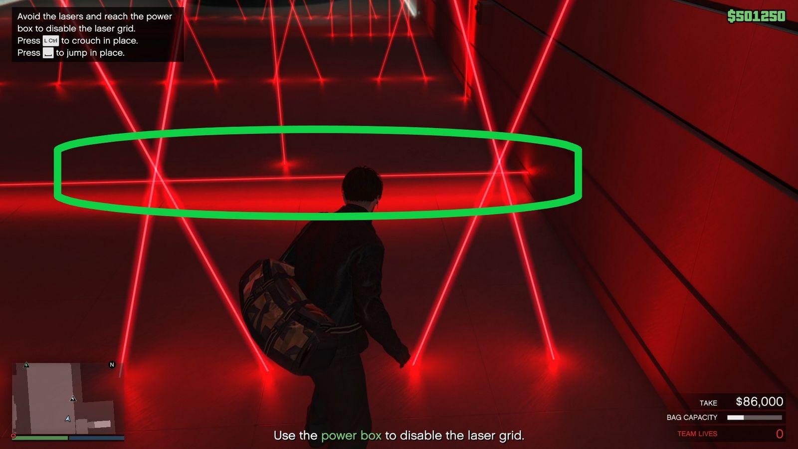 Do not jump over these horizontal lasers. Wait for them to fade away.