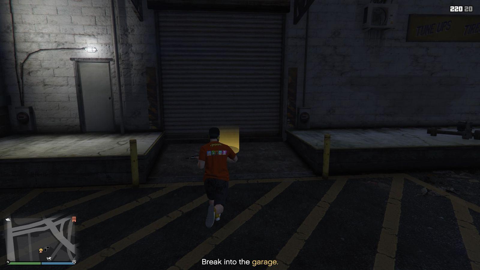 Breaking into the garage.