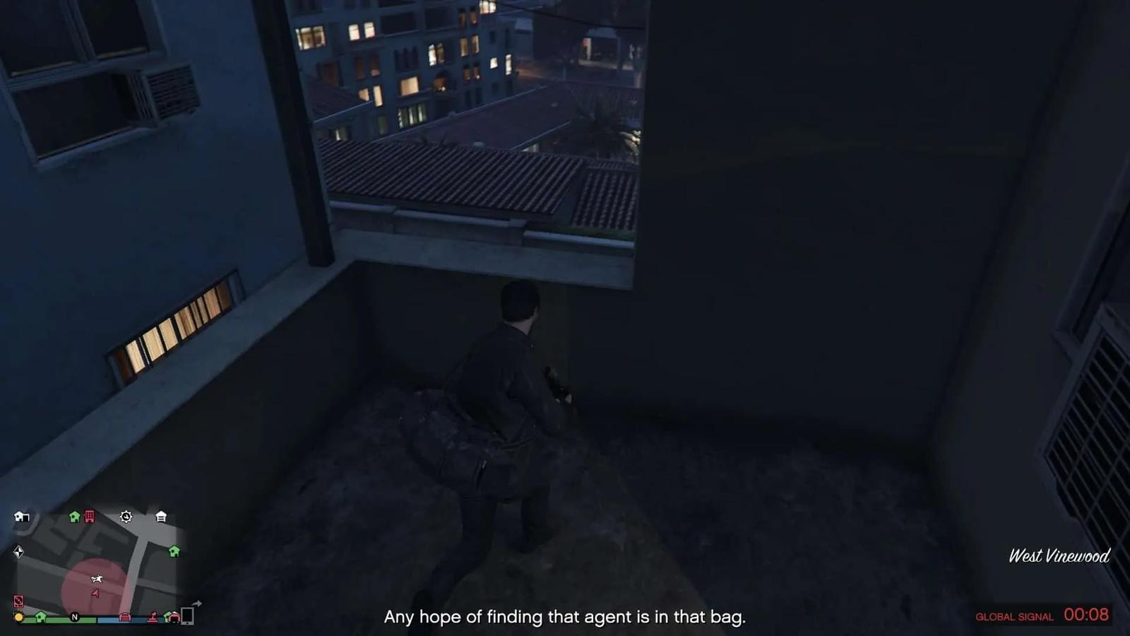 Taking the duffel bag (Intel) back to the facility