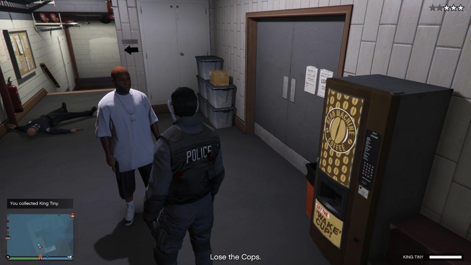 Just head right back inside to lose the cops. Talk about irony!