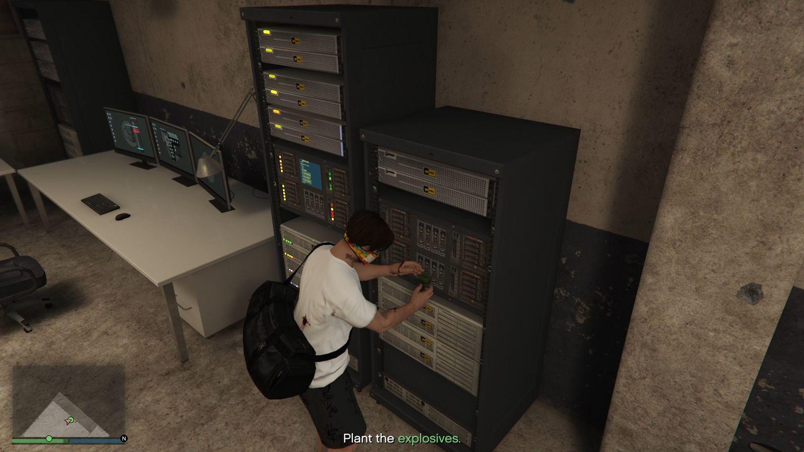 Planting the explosives.