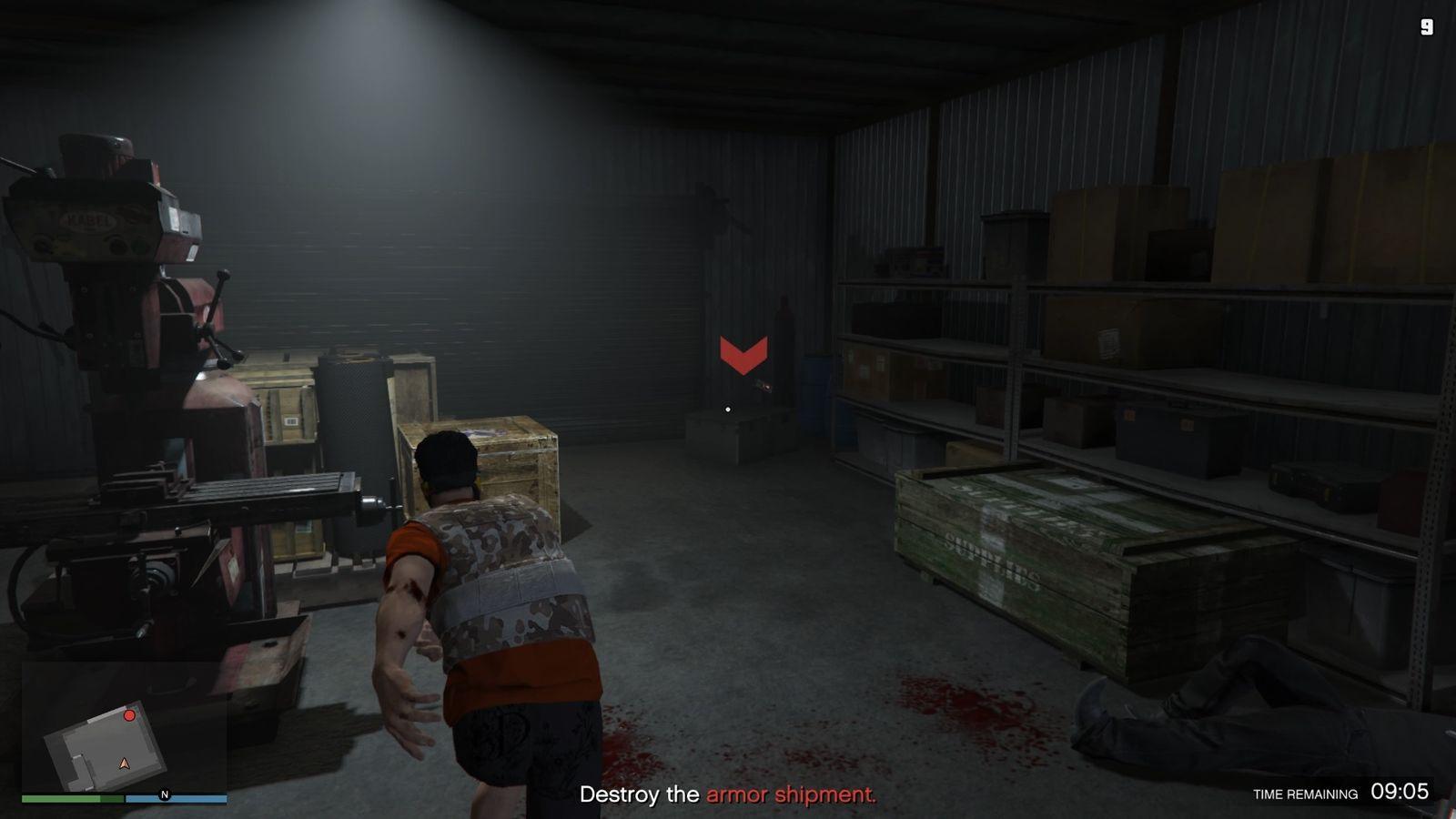 Using a sticky bomb to destroy the first armor shipment.