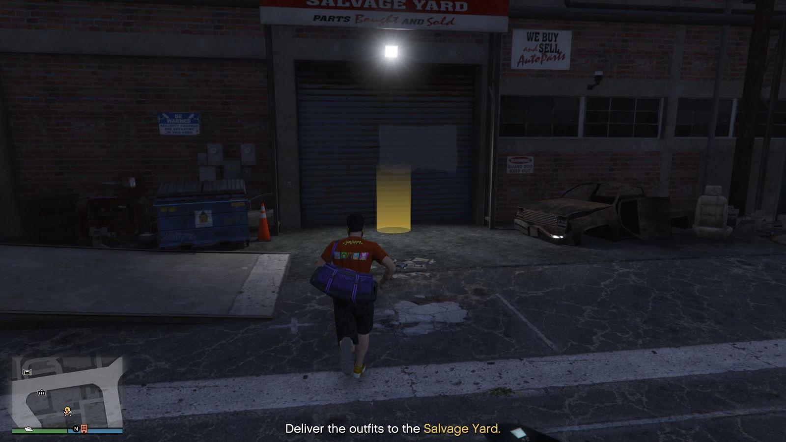 Delivering the outfits to the Salvage Yard.