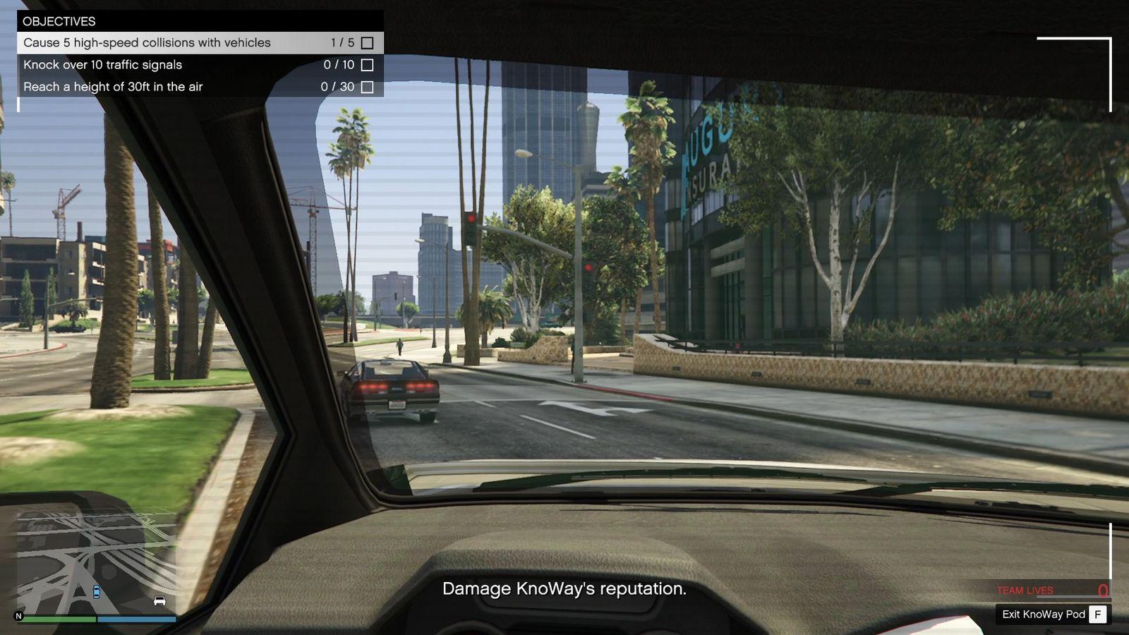 You can only drive the KnoWay taxi in first person view.