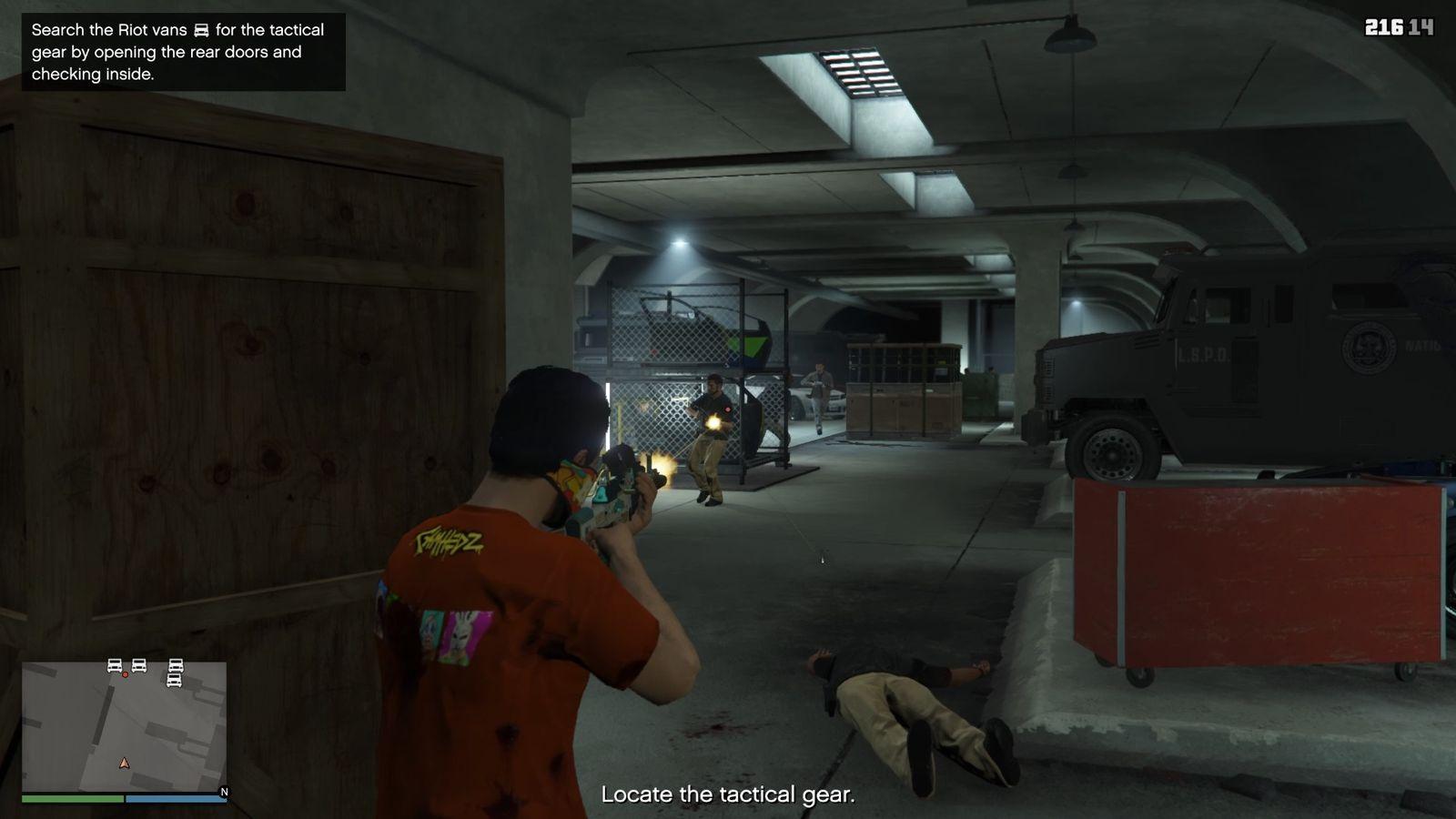 First, take care of the enemies inside and then check the riot vans by opening up the back.