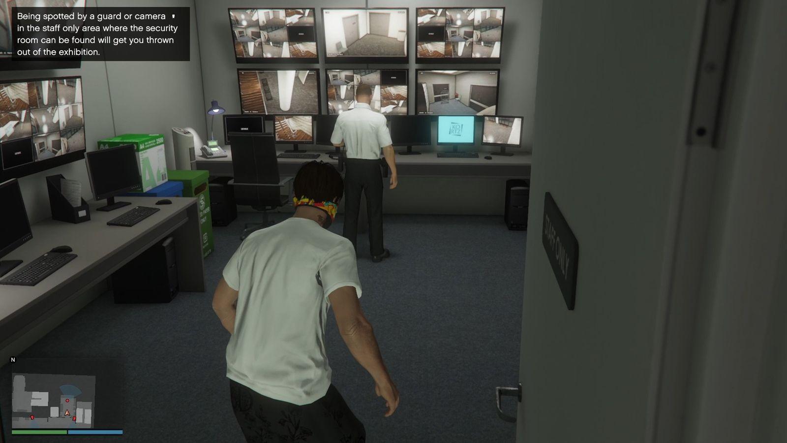 Security guard inside the security room. You can take him out silently by using melee.