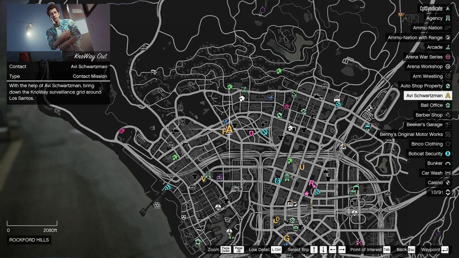 The location of the mission, Inside Job, on the map.