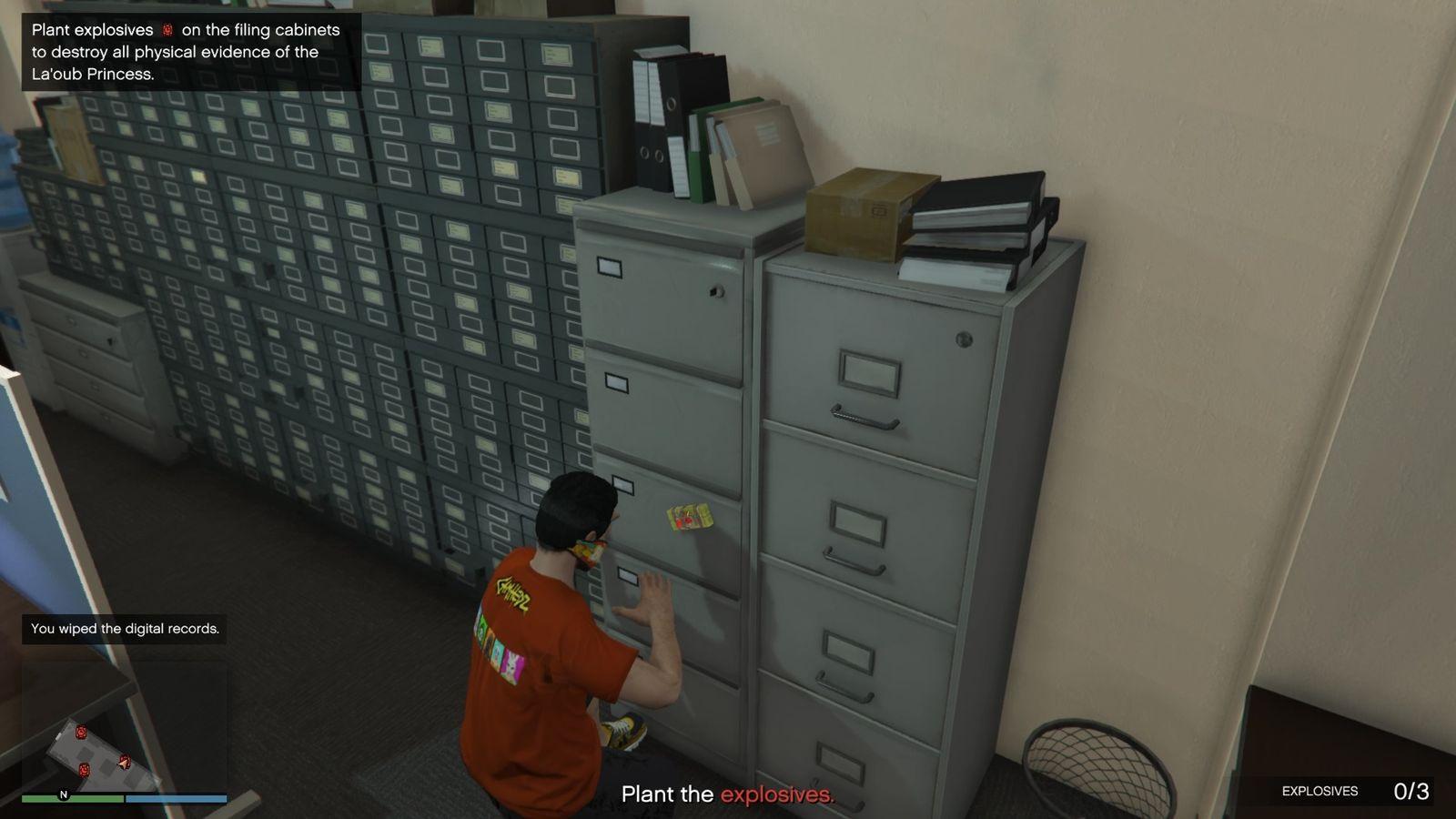 Planting the first explosive.