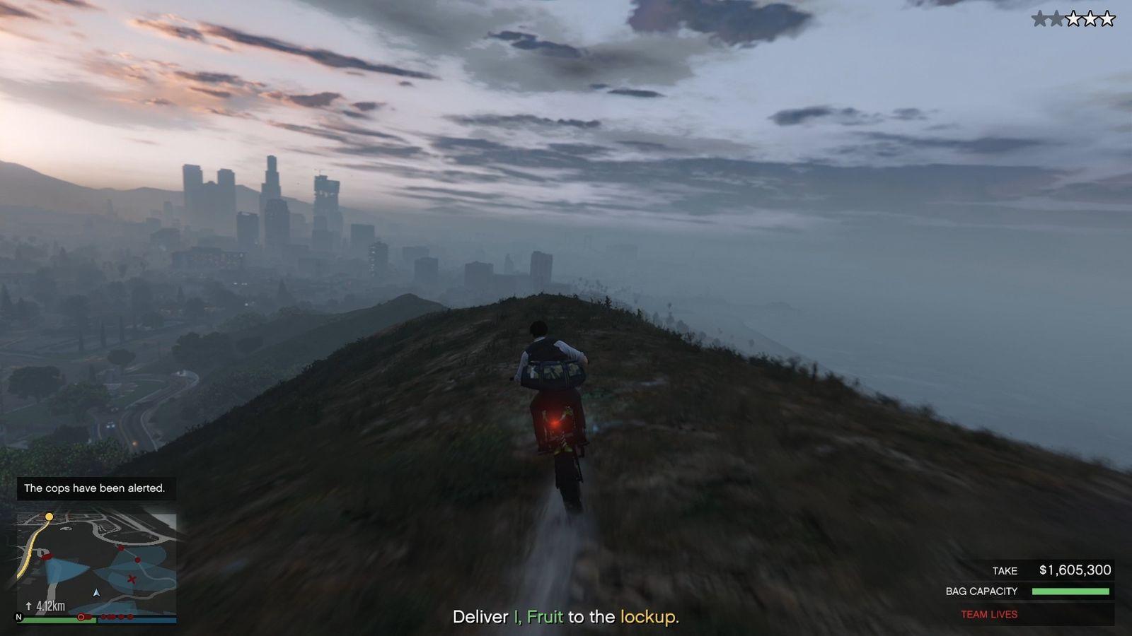 Going off-road directly ahead of you.