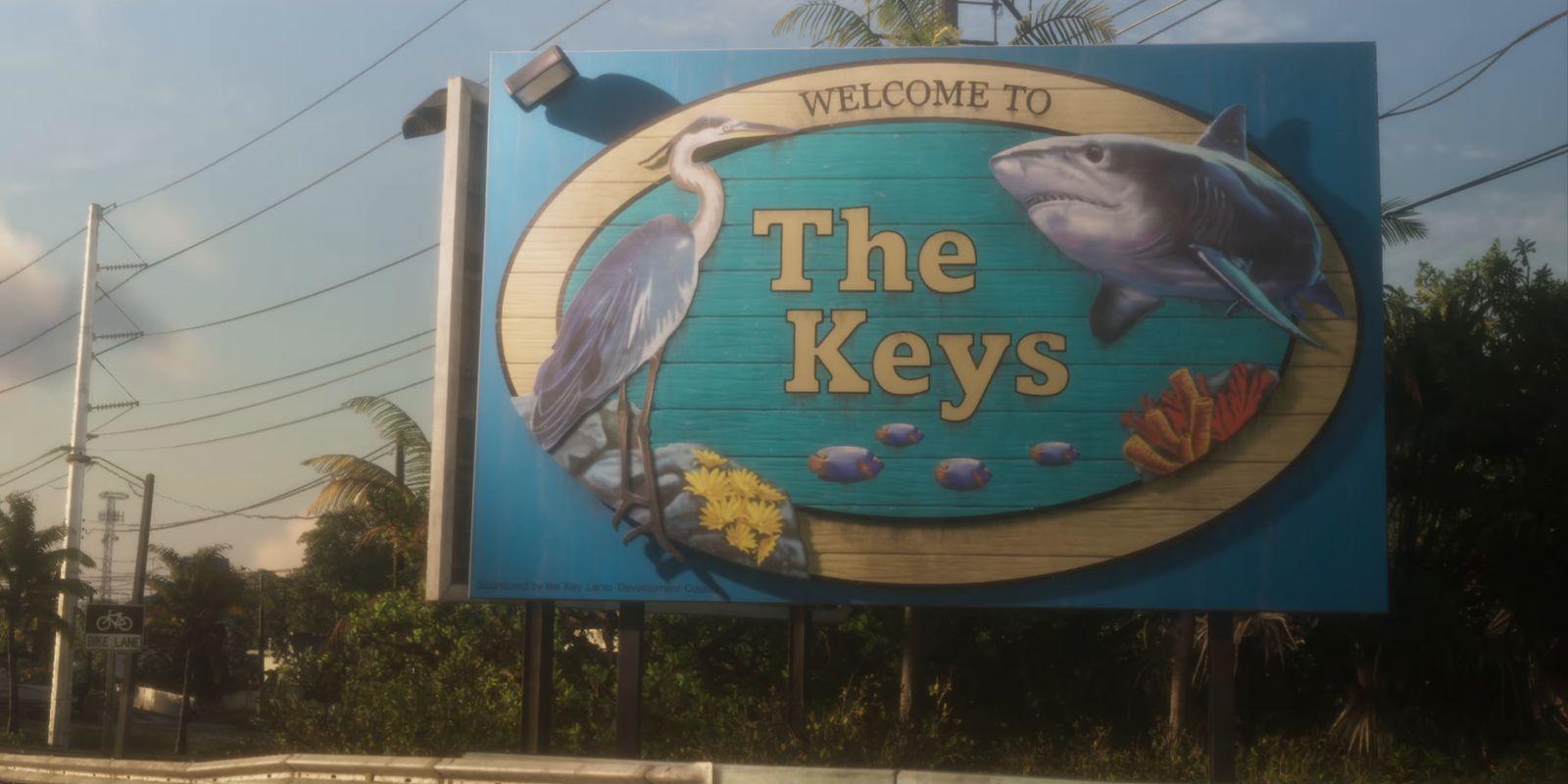 A roadside sign welcomes visitors to The Keys.