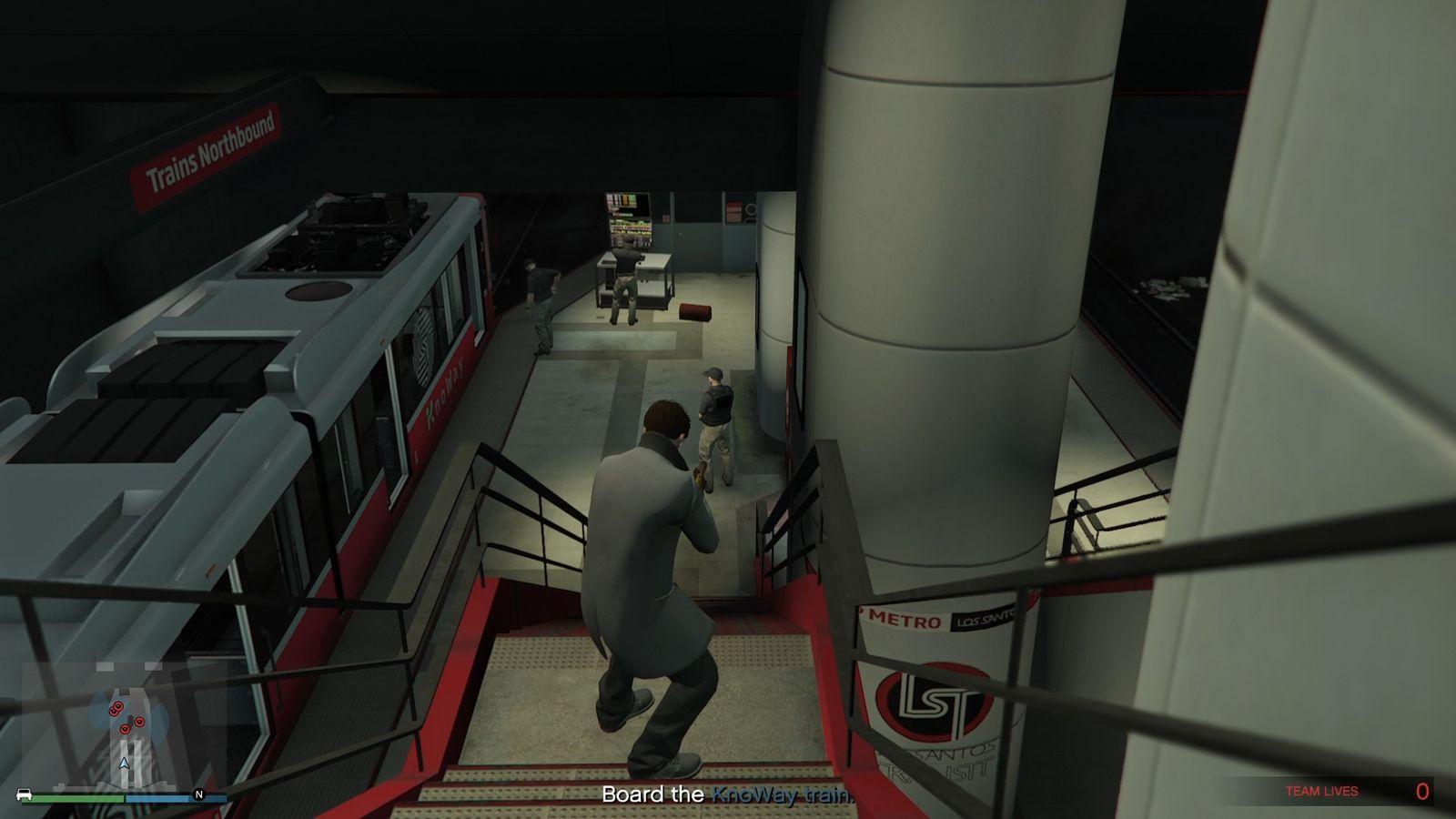 The three guards down the stairs.