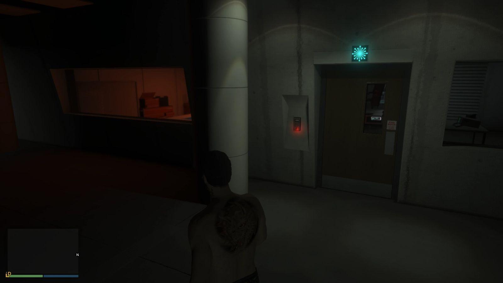 "Starburst" logo room near the end of the corridor.