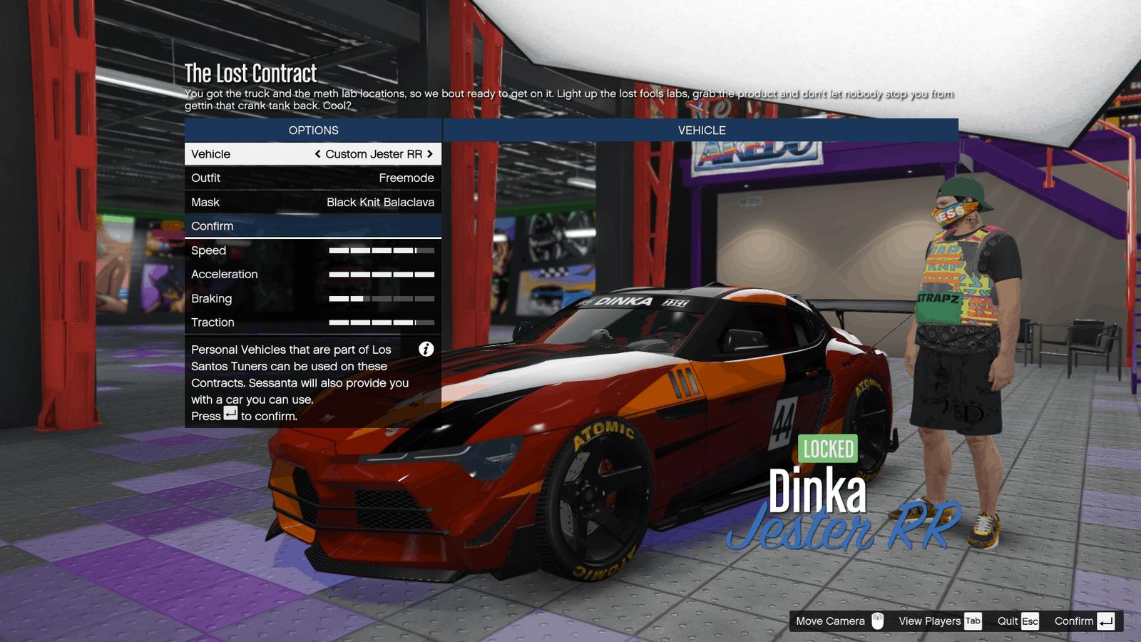 Selecting the custom Jester RR
