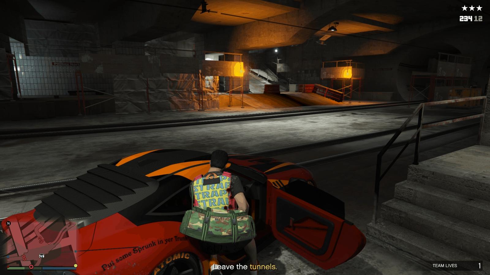 Getting into the car to escape