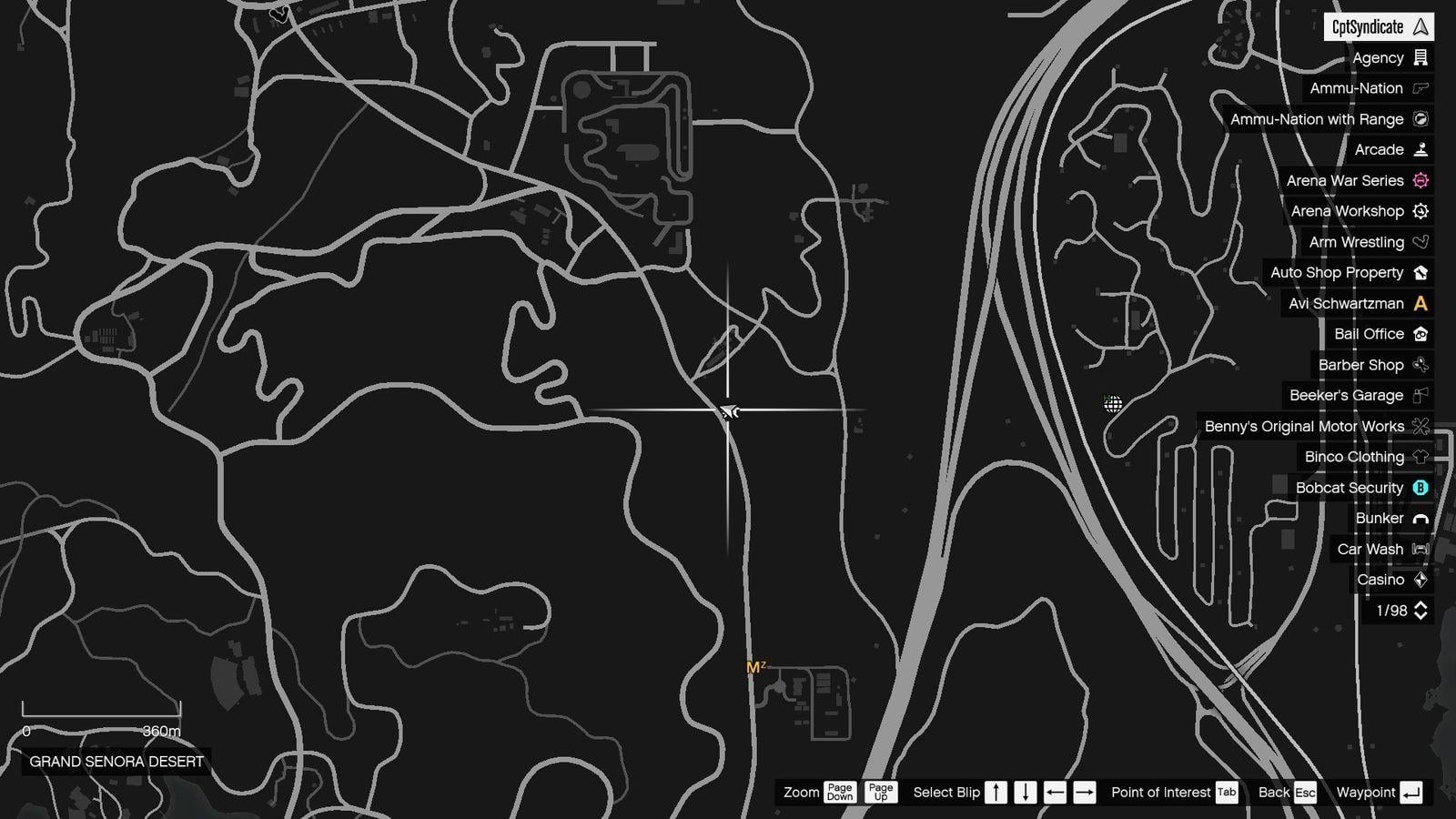 The map shows the location of the golden clover found at the Blarneys Beer water tower in the Grand Senora Desert.