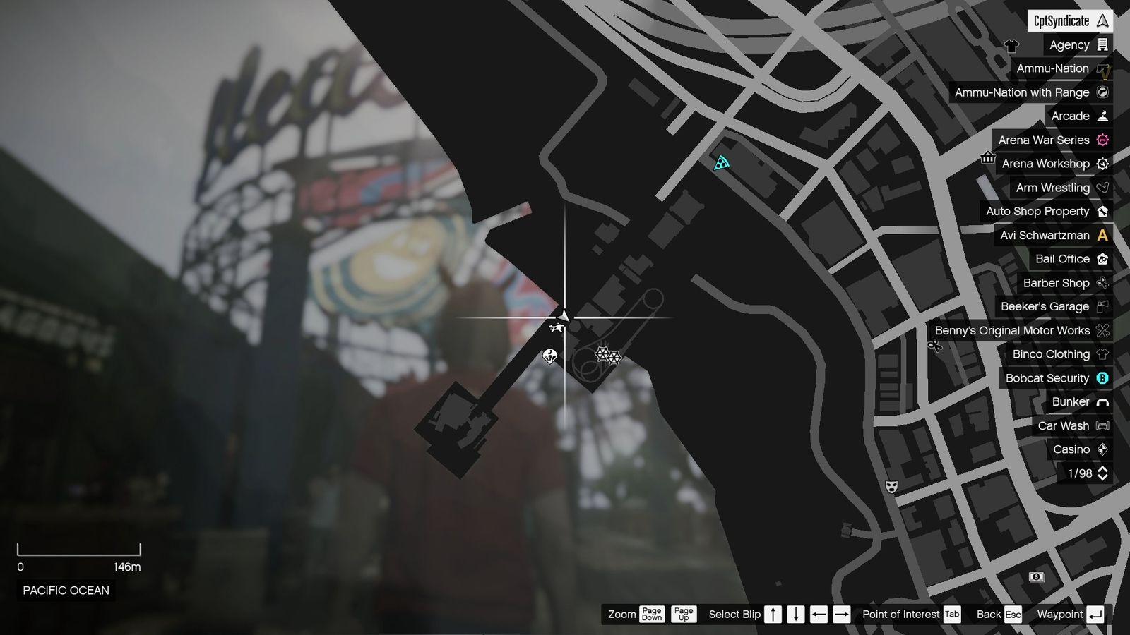 The map shows the location of the lucky clover at Del Perro Pier.