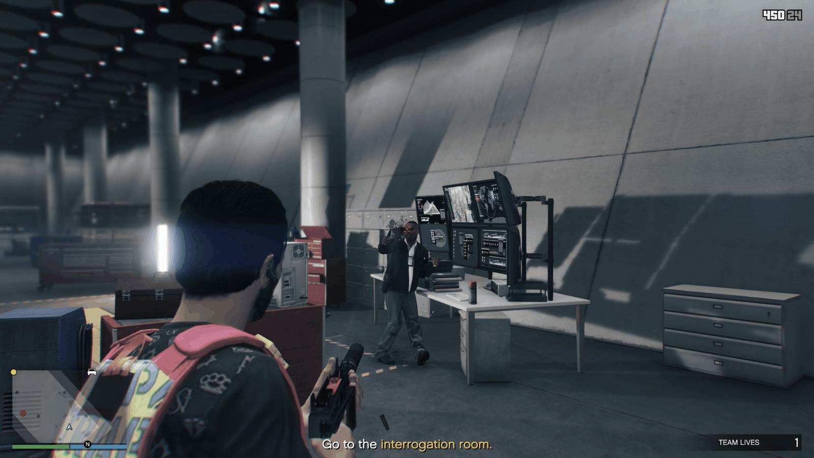 Gunfight starts upon entering the facility