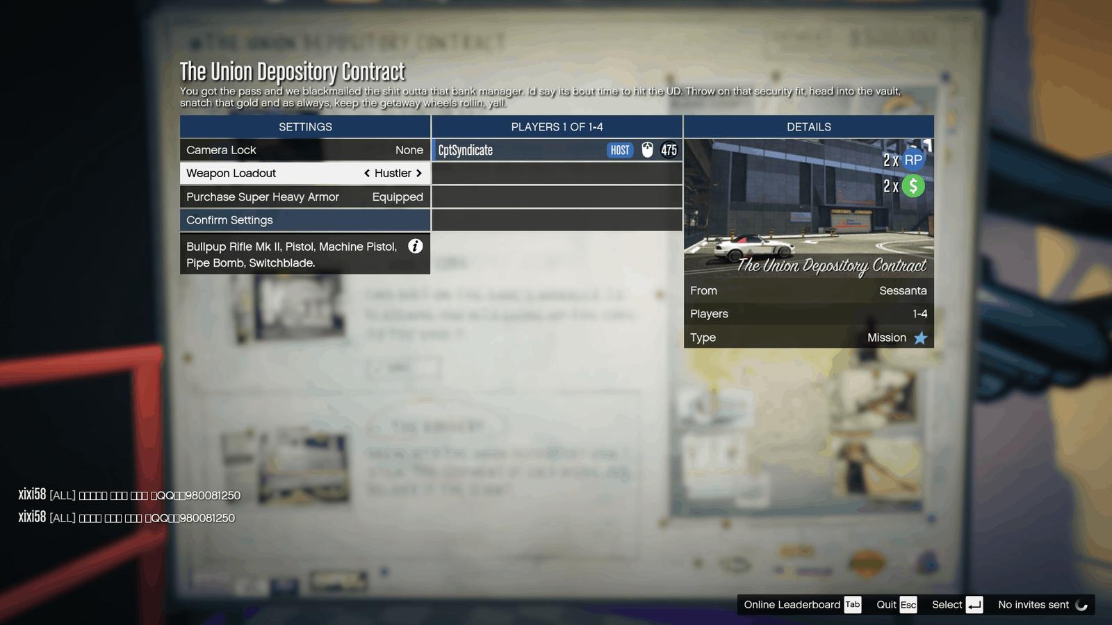 Selecting the 'Hustler' loadout
