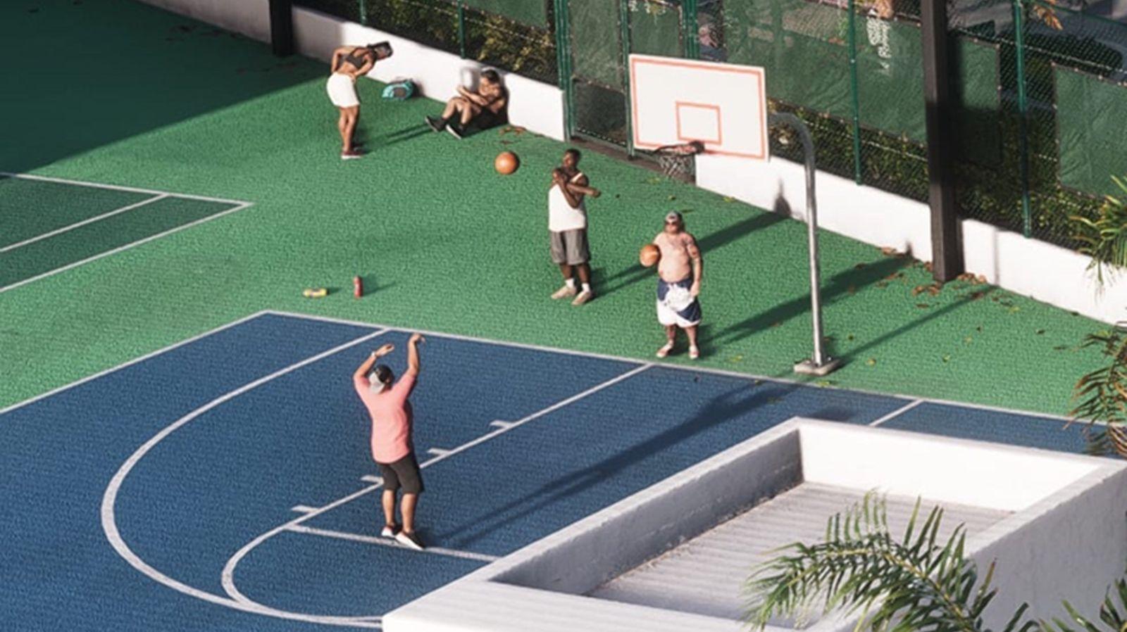 Jason and Cal can be spotted playing basketball in one of the official GTA 6 screenshots.